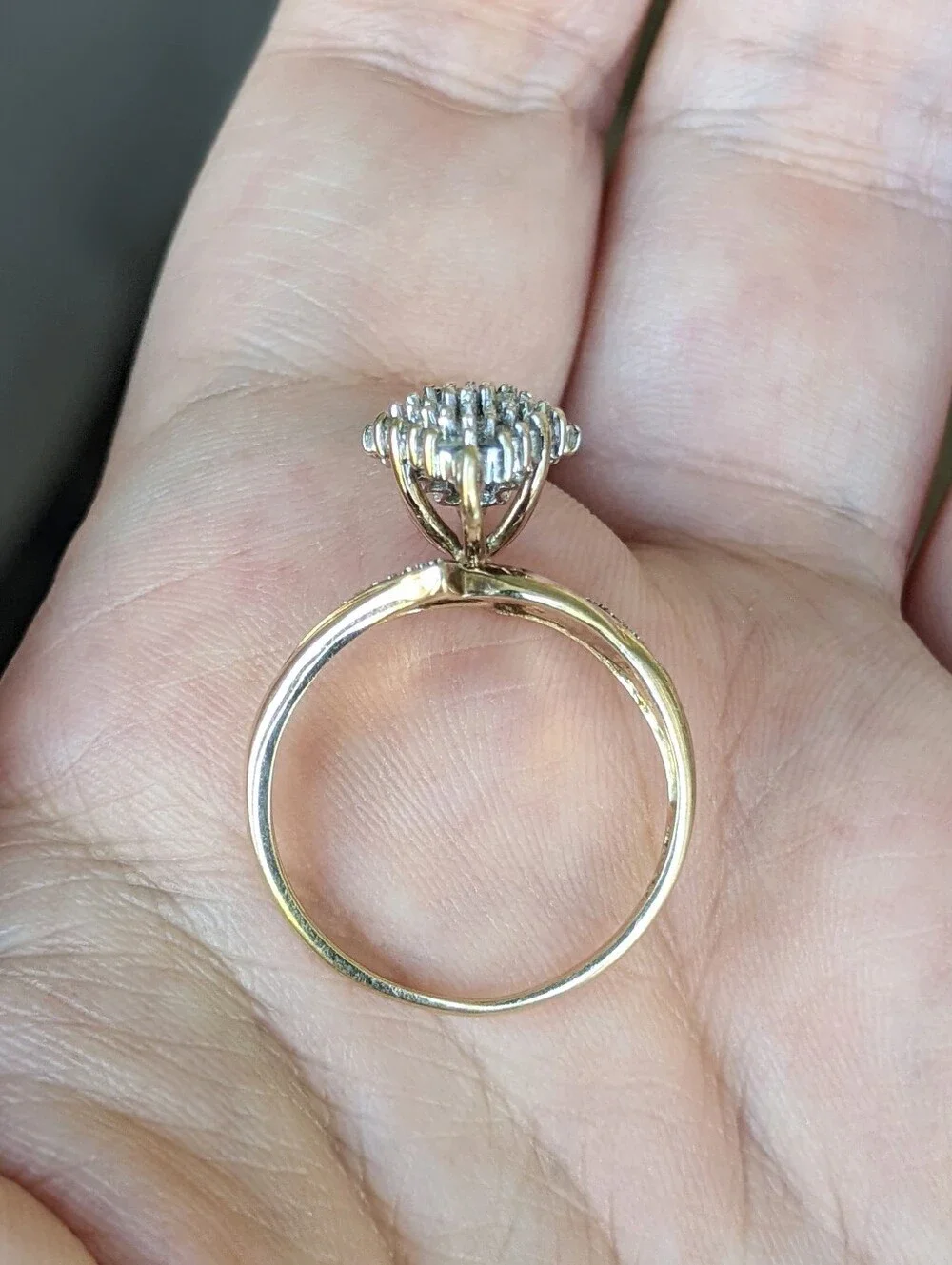 Antique 10K Gold Diamond Cluster Ring - Picture 12 of 16